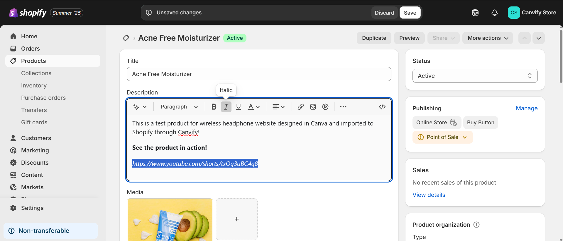Paste YouTube Shorts link – embed in Shopify product description