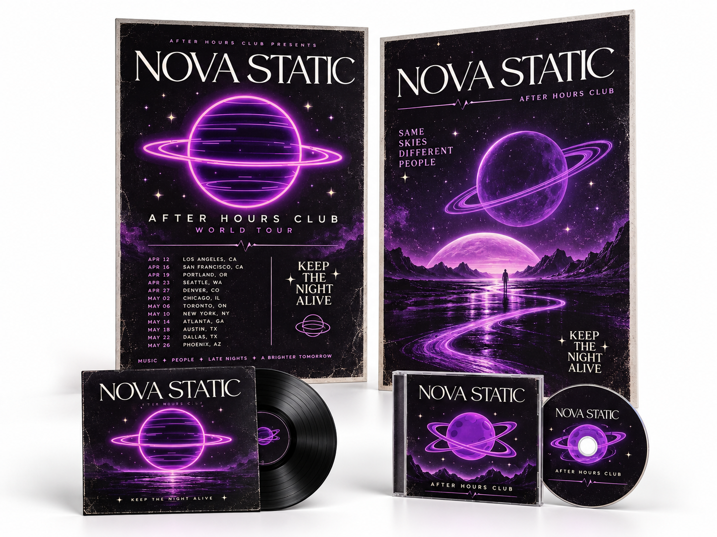 Band tour posters and album artwork merchandise