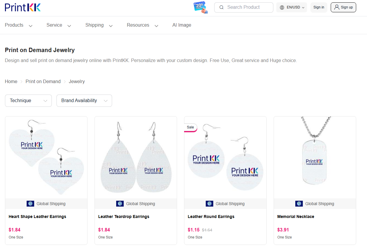 PrintKK Jewelry Dropshipping