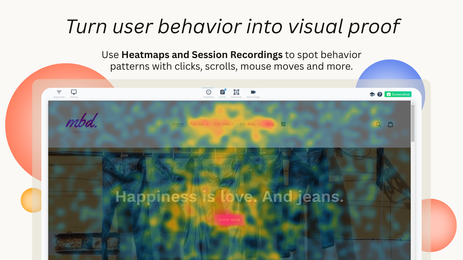 Lucky Orange heatmap and session replay on Shopify