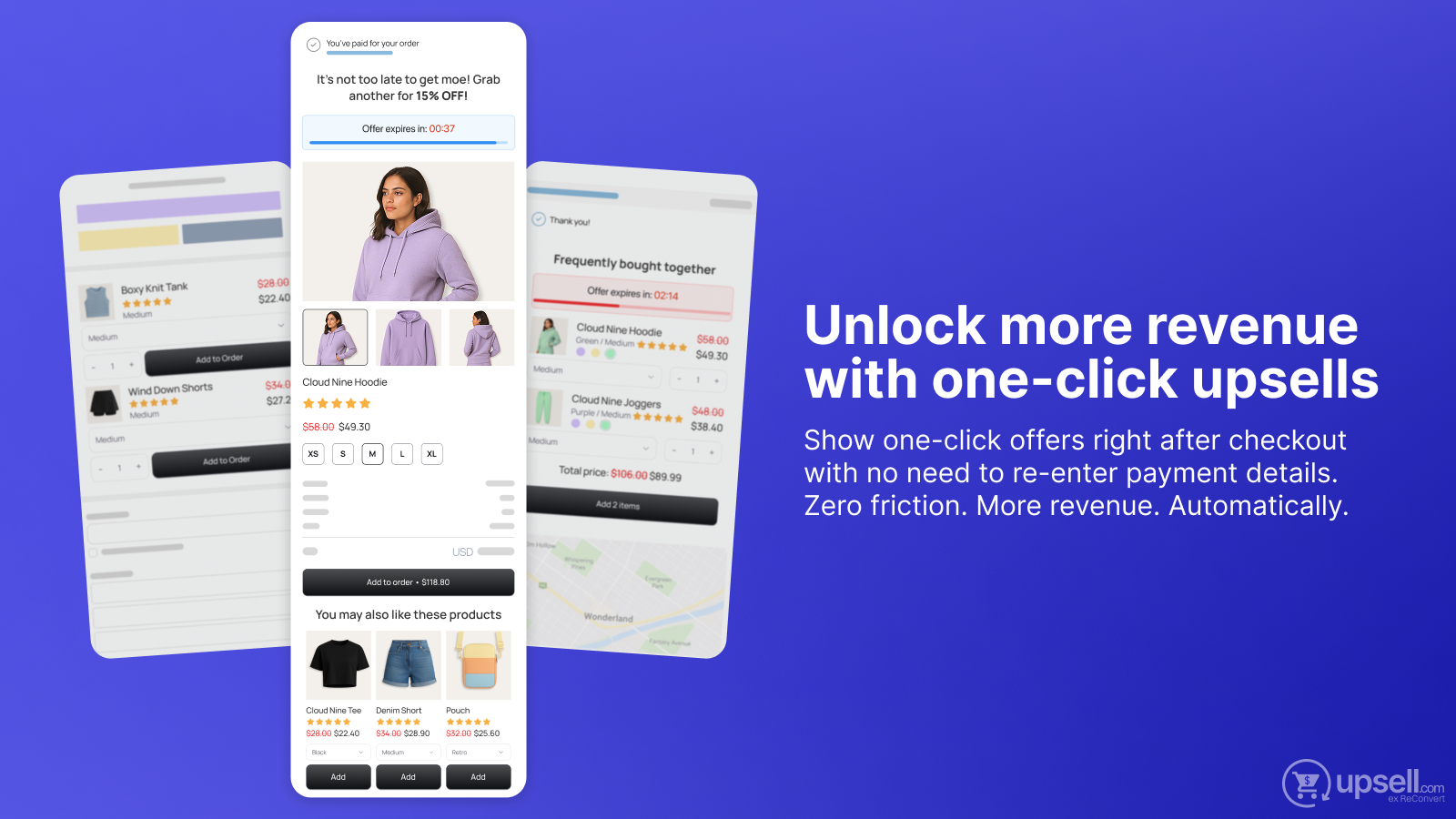 ReConvert post-purchase upsell on Shopify thank you page