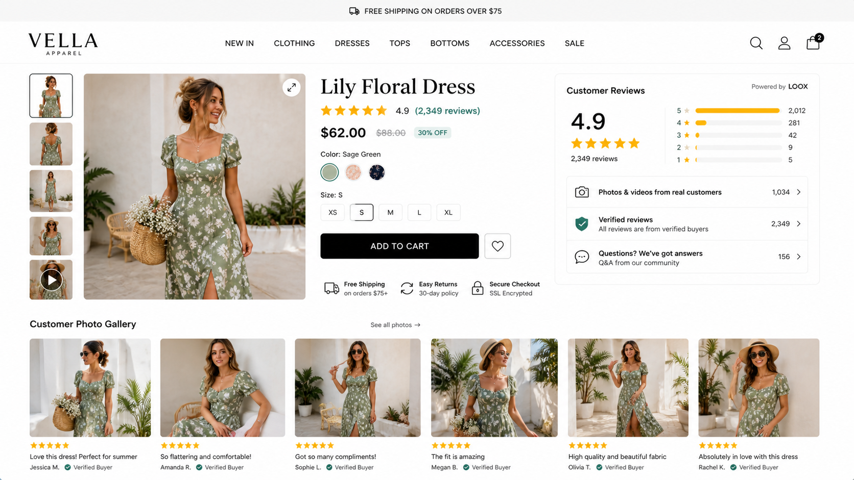 Loox photo review gallery Shopify