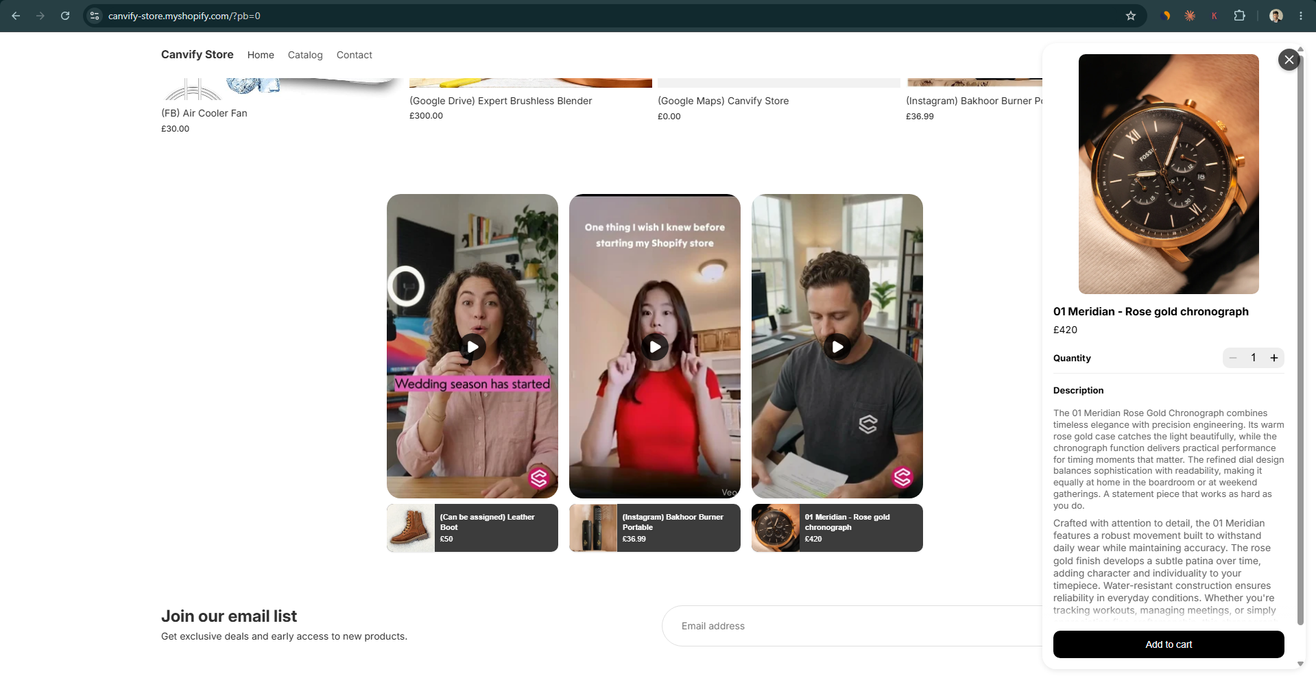 Moast shoppable video widget with tagged products on a Shopify storefront
