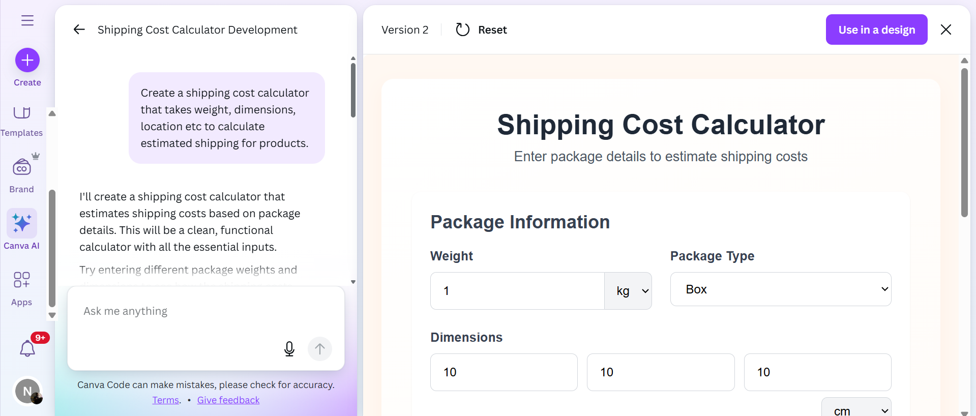 Canva Code Generator