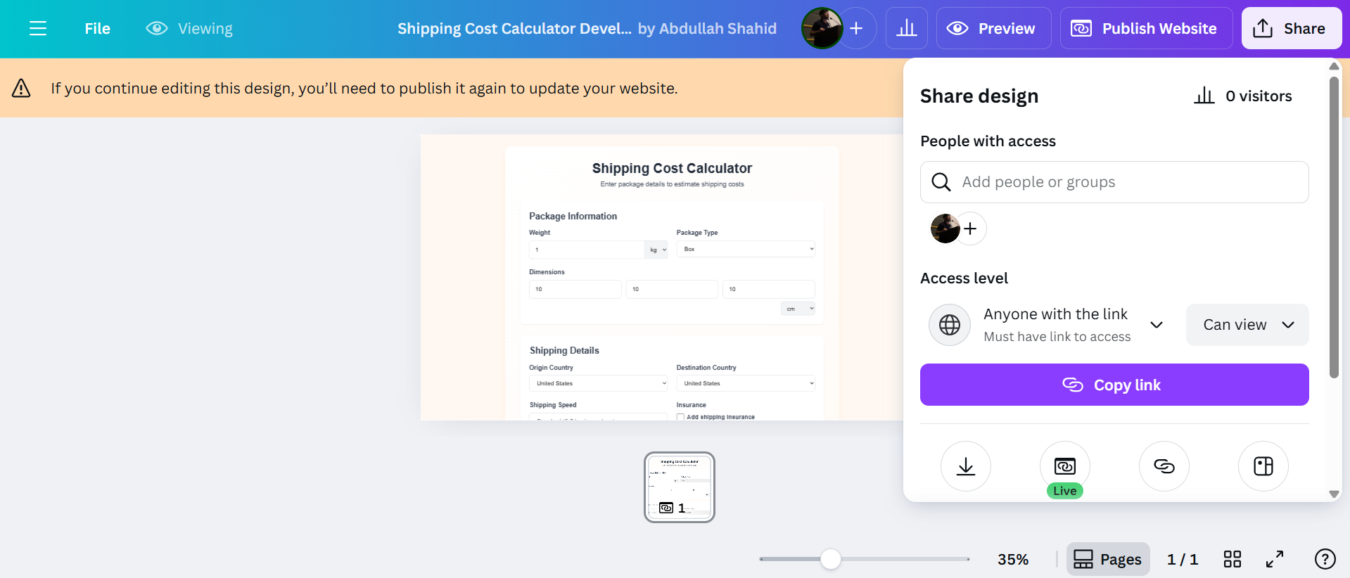 Canva Share Access