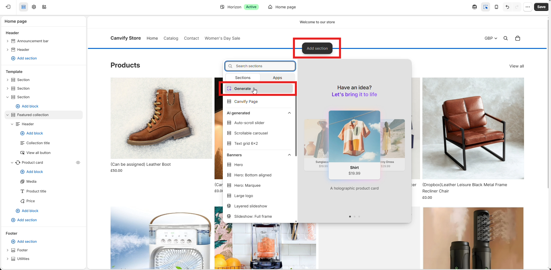 EmbedAny Docs - Create Section button