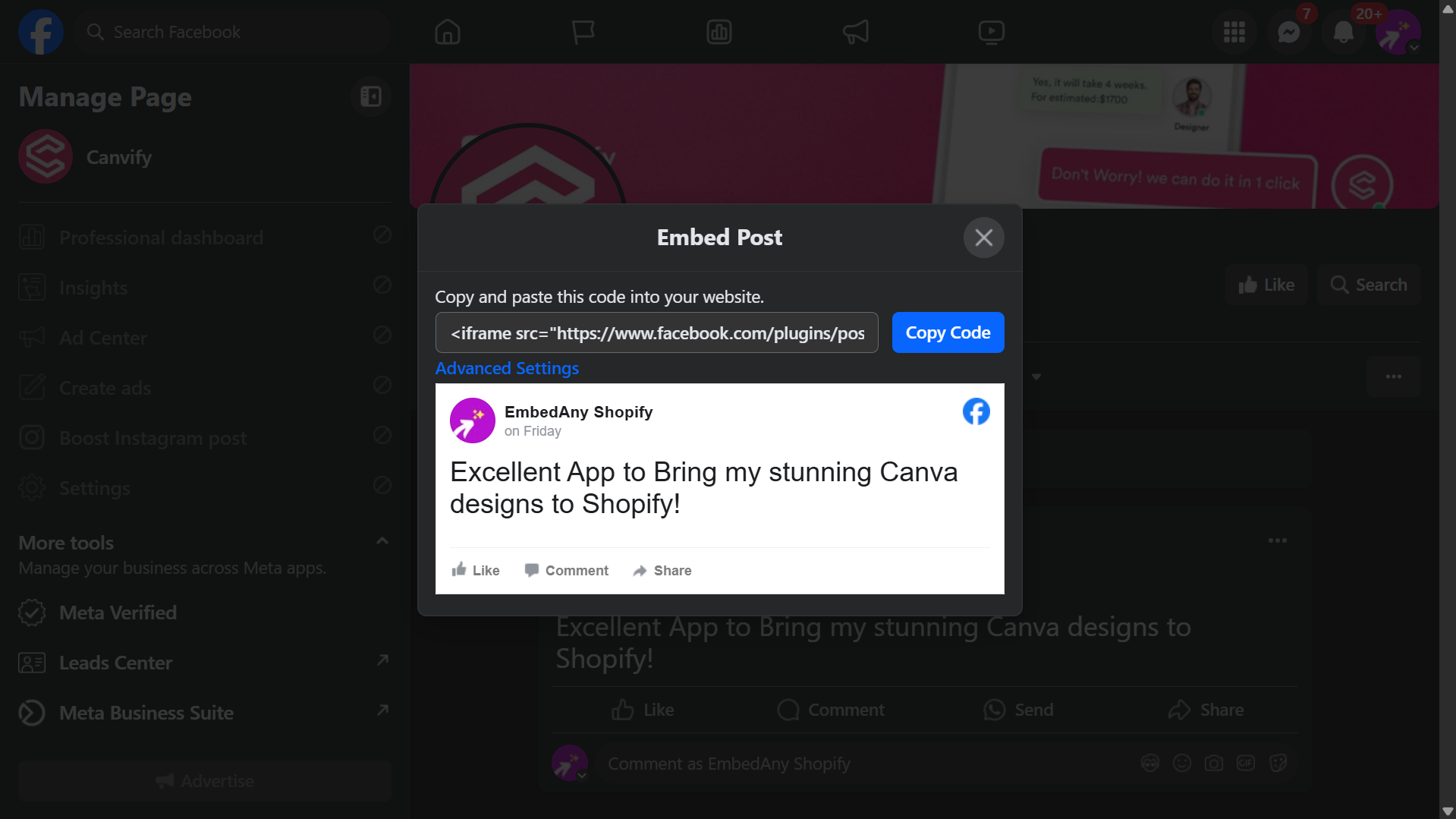 Copy Facebook review embed link – Embed Facebook Reviews to Shopify