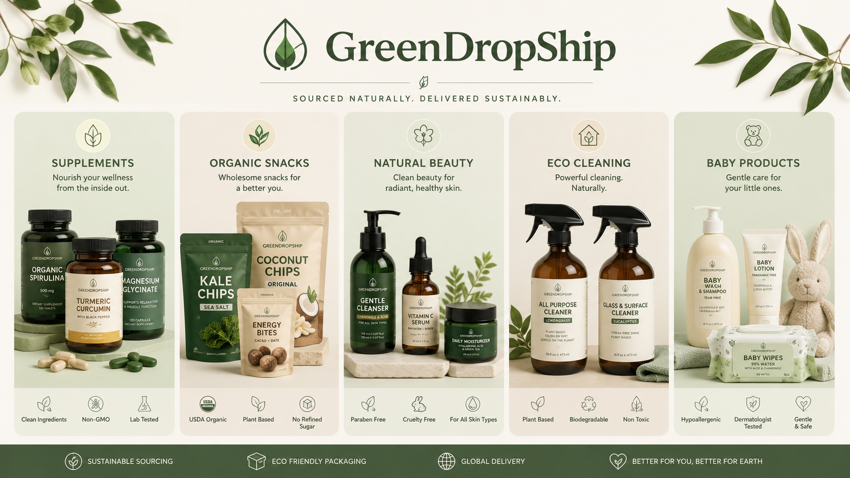 GreenDropShip catalog categories natural organic products