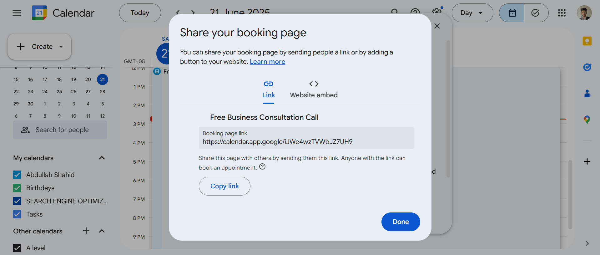 Copy Calendar Link