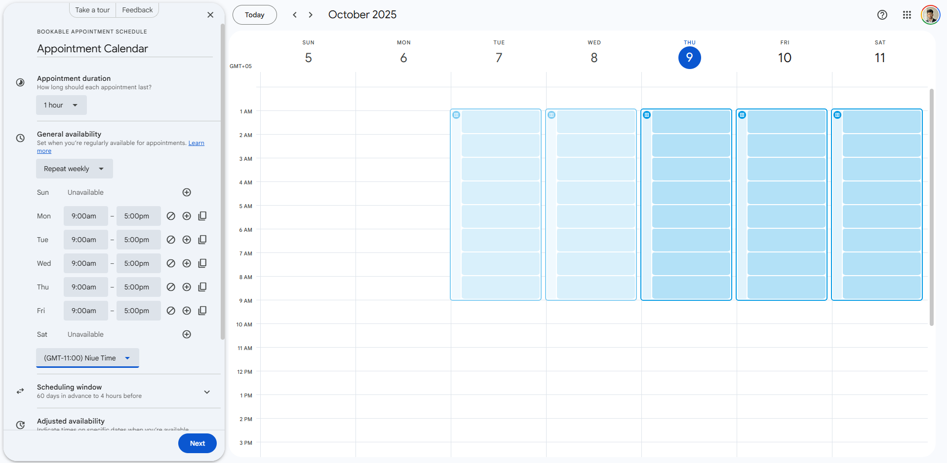 Create an appointment in Google Calendar