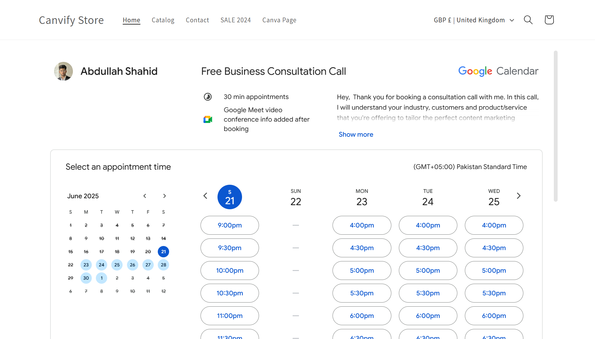 Publish & View Calendar Link