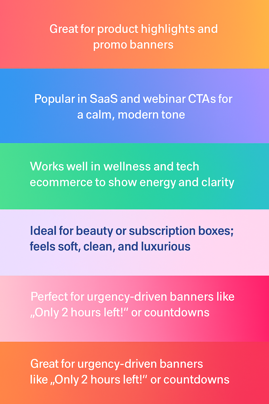 Gradient color combinations for ecommerce design