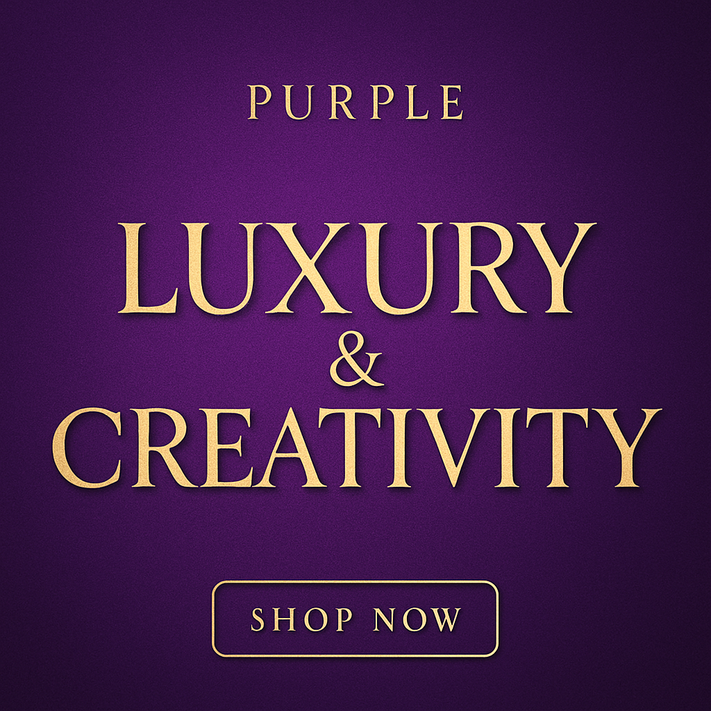 Purple branding and CTAs for creative luxury products